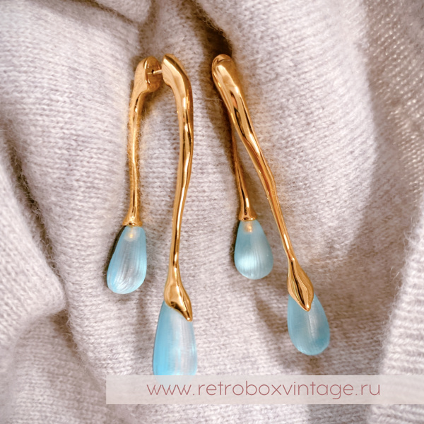 ALEXIS BITTAR Серьги "Капель: голубой лед"