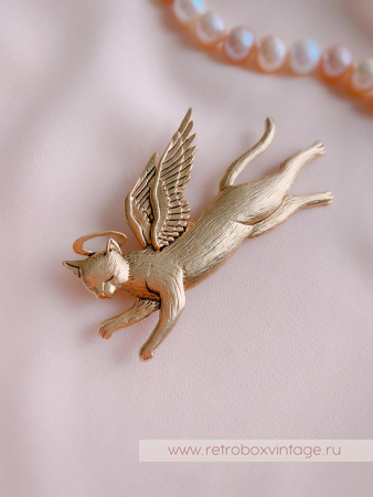 JJ / JONET JEWELRY Брошь «Котик-ангел: золото»