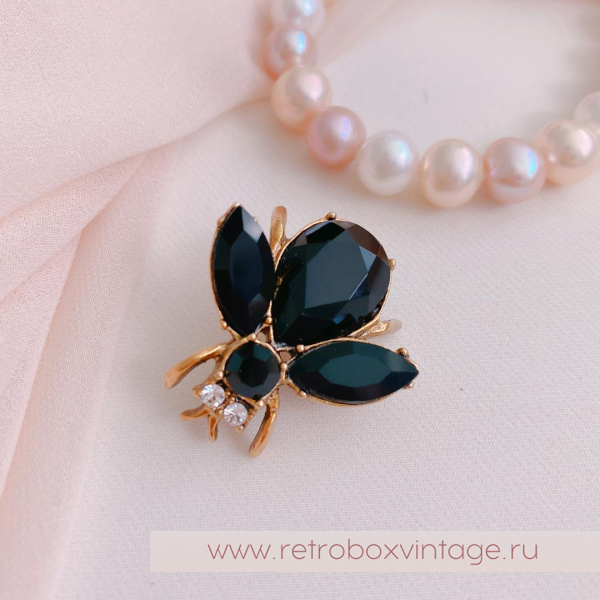 SWEET ROMANCE Трио брошей «Ночные пчелки: черные в золоте» (3 шт) в коробке