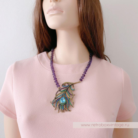 HEIDI DAUS Ожерелье «Перо синей птицы» павлин HEIDI DAUS Ожерелье «Перо синей птицы» павлин