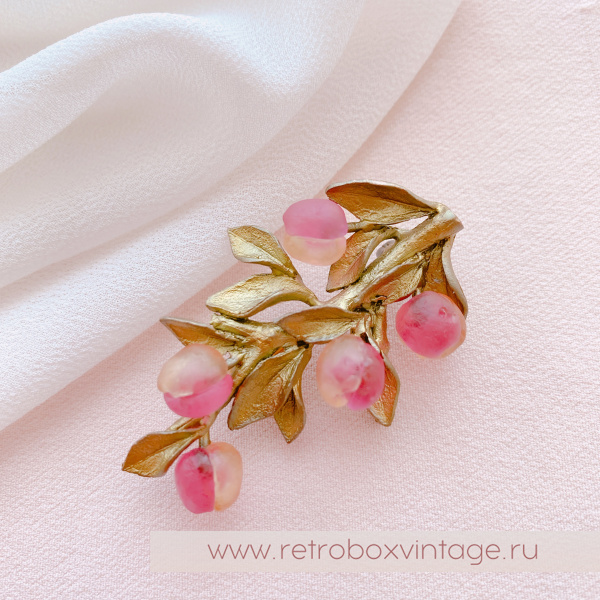 MICHAEL MICHAUD Брошь "Веточка с персиками"