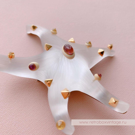ALEXIS BITTAR Брошь «Морская звезда: белая»