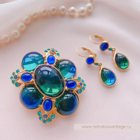 JOAN RIVERS Комплект «Магия цвета: брошь и серьги капельки» (архив)