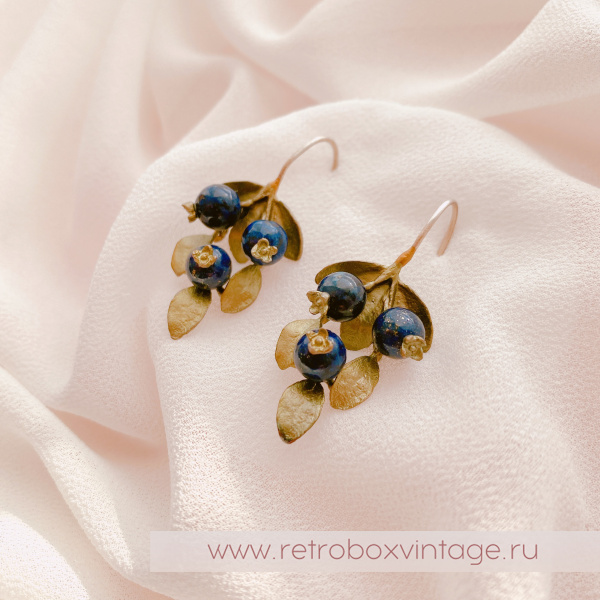 MICHAEL MICHAUD Серьги "Черника: три ягодки" (натуральный лазурит)