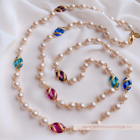 JOAN RIVERS Ожерелье «Секрет молодости: жемчуг и цветное стекло»