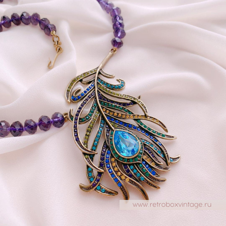 HEIDI DAUS Ожерелье «Перо синей птицы» павлин HEIDI DAUS Ожерелье «Перо синей птицы» павлин