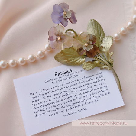 MICHAEL MICHAUD Брошь «Анютины глазки: три цветка» коллекция "Фиалки"