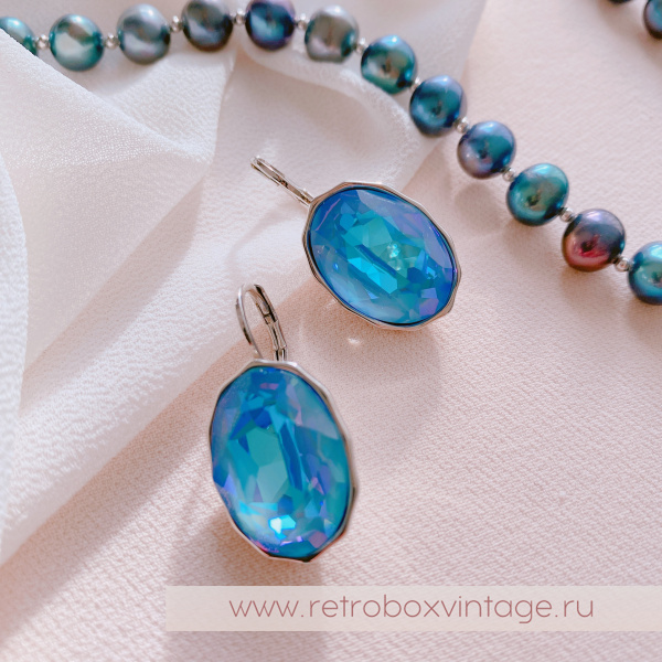 UVELINA Серьги "Моя муза: голубой океан в серебре"