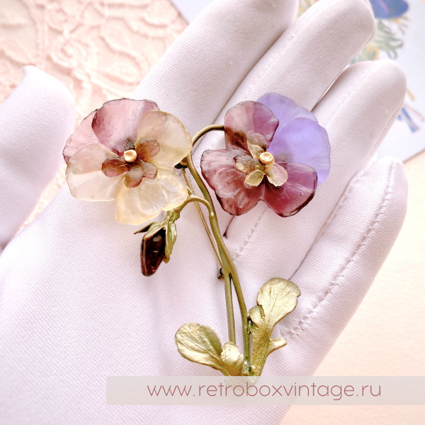 MICHAEL MICHAUD Брошь «Крупные фиалки: два цветка» коллекция "Pansies"