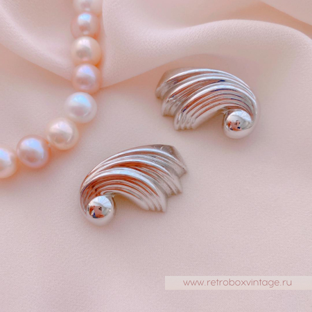 MONET Клипсы «Серебристые завитки»