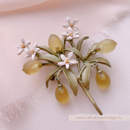 MICHAEL MICHAUD Брошь «Веточка лимона с цветами» музейная коллекция