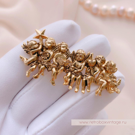 EDGAR BEREBI Брошь «Ангелы любви: античное золото»