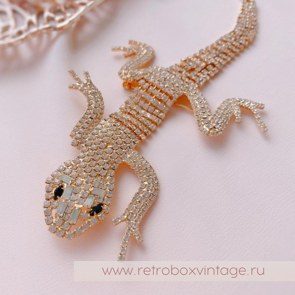 NO NAME Брошь наплечная «Кристальная ящерка»