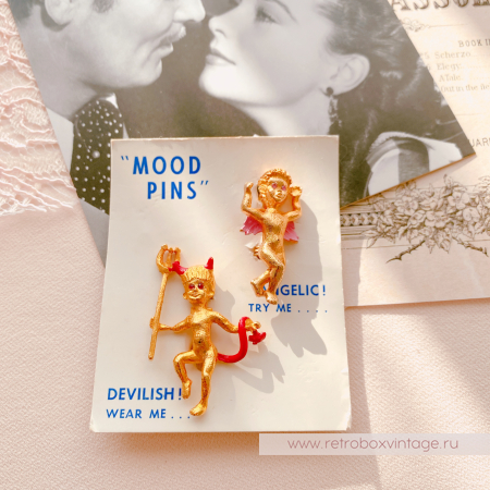 MOOD PINS Броши парные "Ангел и демон"