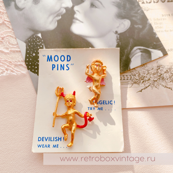 MOOD PINS Броши парные "Ангел и демон"