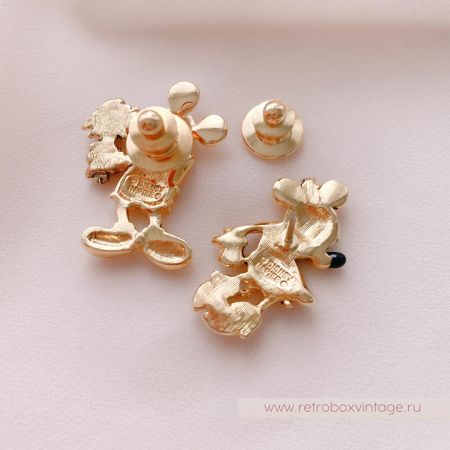 NAPIER / DISNEY Комплект брошей-пин «Сладкая парочка: Микки и Минни золото»