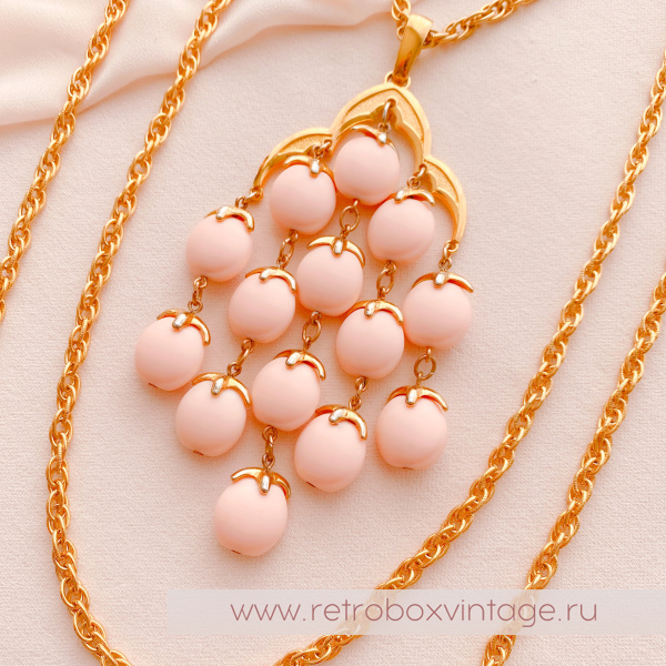 TRIFARI Ожерелье «Водопад: персиковый в золоте»