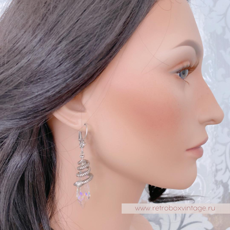 SWEET ROMANCE Комплект «Змейка и магический кристалл: прозрачный АВ в серебре»