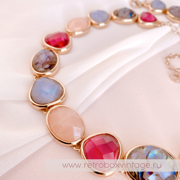 ANNE KLEIN Ожерелье "Морские камушки: малина и лаванда"