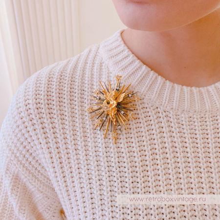 GRAZIANO Брошь "Ангел и звезды" в коробочке с атласной лентой (1998 год)