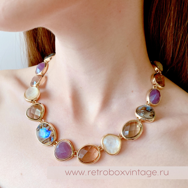 ANNE KLIEIN Ожерелье «Морские камушки: сливовая пастель»