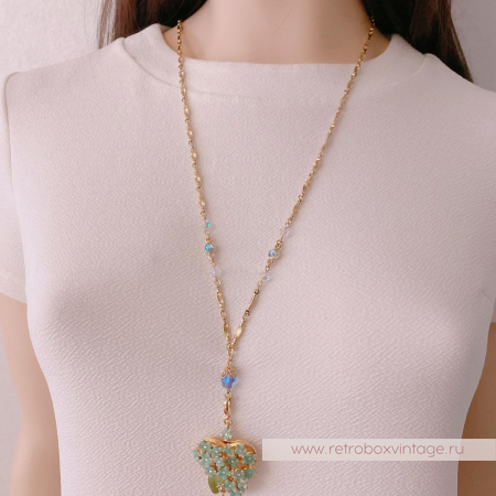 KIRKS FOLLY Кулон-локет на цепочке «Сердце из незабудок со стрекозой»