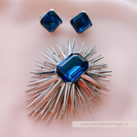 TRIFARI Комплект «Лучистая звезда: сапфир в серебре»