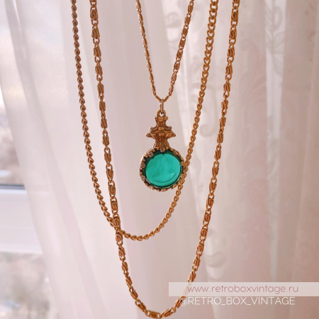 GOLDETTE Ожерелье «Афродита: изумрудная инталия»