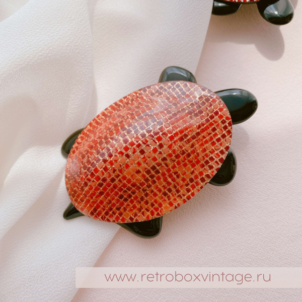 LEA STEIN Брошь «Черепаха: золотисто-коричневая мозаика»