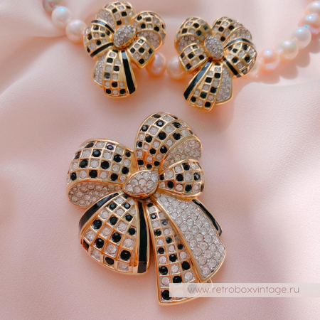 SWAROVSKI Брошь «Кристальный шахматный бант»