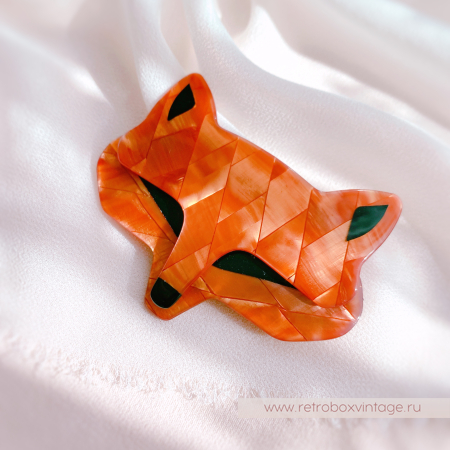 LEA STEIN Брошь «Лис Goupil: рыжий арлекин» черные глазки