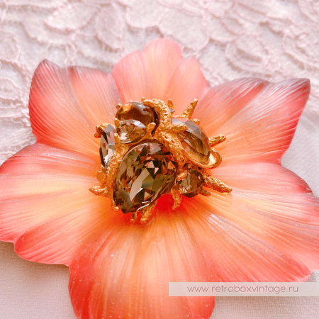 ALEXIS BITTAR Брошь «Пламенный цветок» кристальная сердцевина