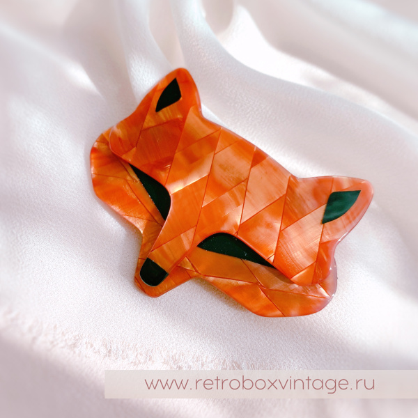 LEA STEIN Брошь «Лис Goupil: рыжий арлекин» черные глазки