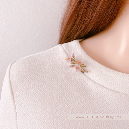 MICHAEL MICHAUD Брошь «Нежная весна: веточка цветущего персика» мини