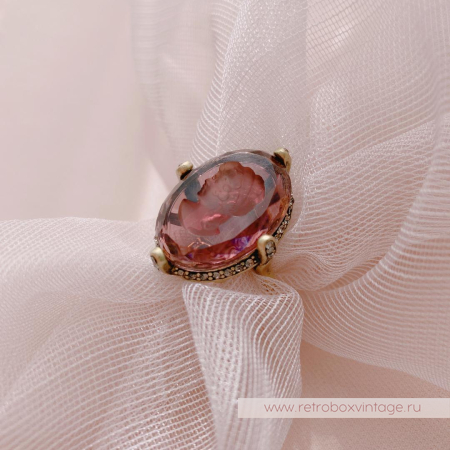 SWEET ROMANCE Кольцо «Богиня с инталией: аметист в бронзе» размер 8