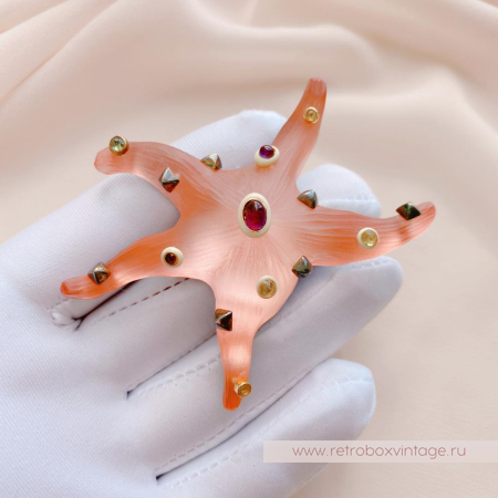 ALEXIS BITTAR Брошь «Морская звезда: коралловая»