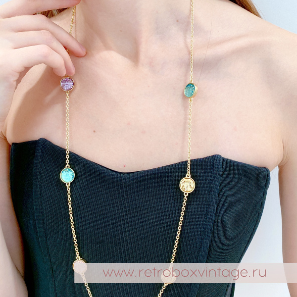 KIRKS FOLLY Ожерелье-цепь "Пастельные луны: золото" двусторонние