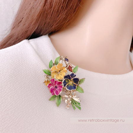EXQUISITE Брошь «Букет фиалок большой»