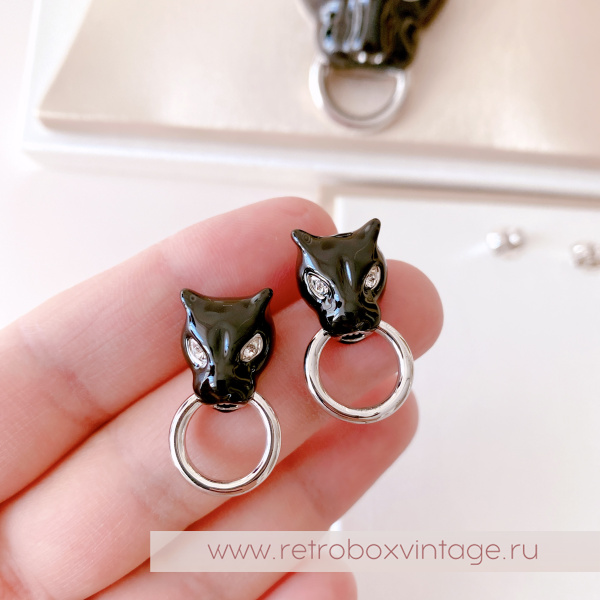 UVELINA Серьги "Черные пантеры с серебристым кольцом" UVELINA Серьги "Черные пантеры с серебристым кольцом"