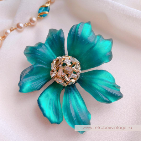 ALEXIS BITTAR Брошь «Изумрудный космический цветок»