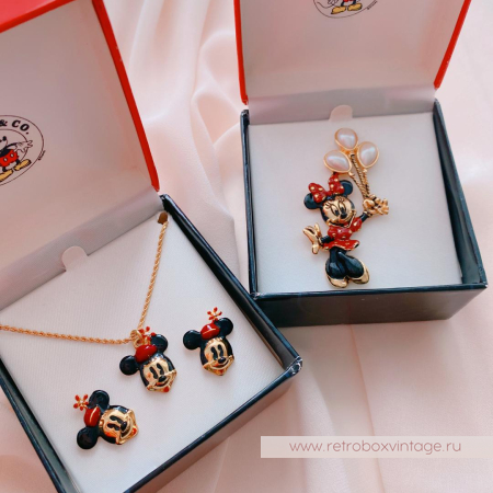 NAPIER DISNEY Ожерелье и серьги «Микки Маус в красной шапочке»