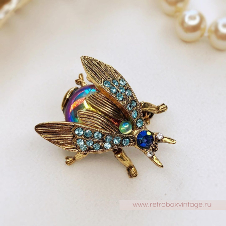 SWEET ROMANCE Трио брошей "Радужные пчелки: экзотик в золоте" (3 шт)