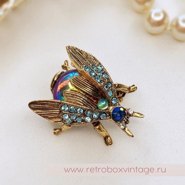 SWEET ROMANCE Трио брошей "Радужные пчелки: экзотик в золоте" (3 шт)