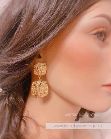 ANNE KLEIN Серьги «Золотые львы квадрат»