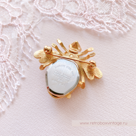 JOAN RIVERS Брошь-часы "Полосатая пчелка" с японским механизмом