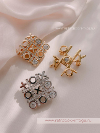 ANNE KLEIN Брошь «Крестики-нолики: золото»