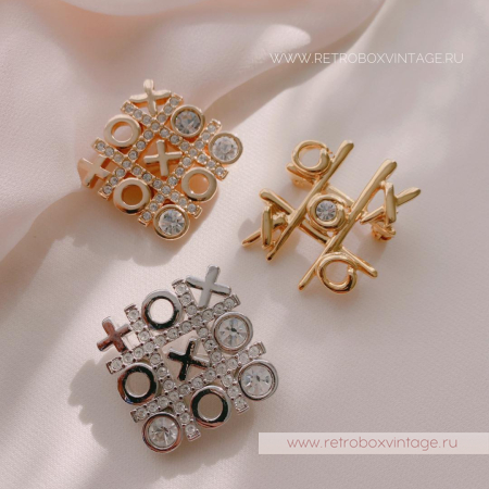 ANNE KLEIN Брошь «Крестики-нолики: золото»