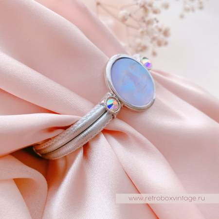 KIRKS FOLLY Браслет «Лунный свет: лавандовая в серебре на кожаном ремешке»