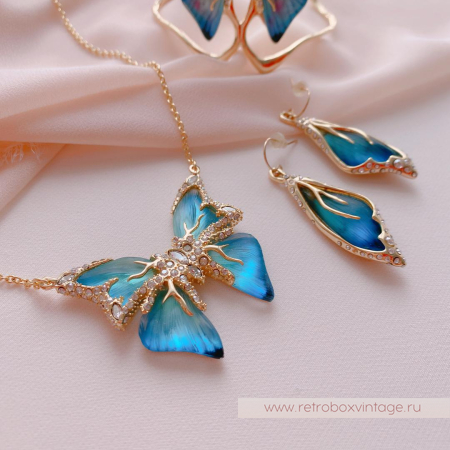 ALEXIS BITTAR Браслет каф «Голубая бабочка jardin mistere»