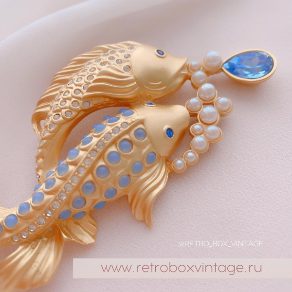 AVON / ELIZABETH TAYLOR Брошь «Золотые рыбки: коллекция мерцающего моря Sea Shimmer Collection 1994 г.»